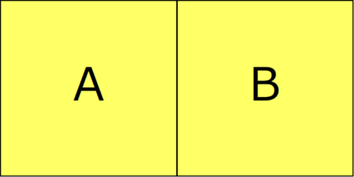 四角Aと四角Bが重ならず隙間なく長方形の枠に収まっている図