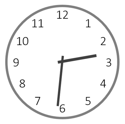 14時31分を指すアナログ時計のイラスト